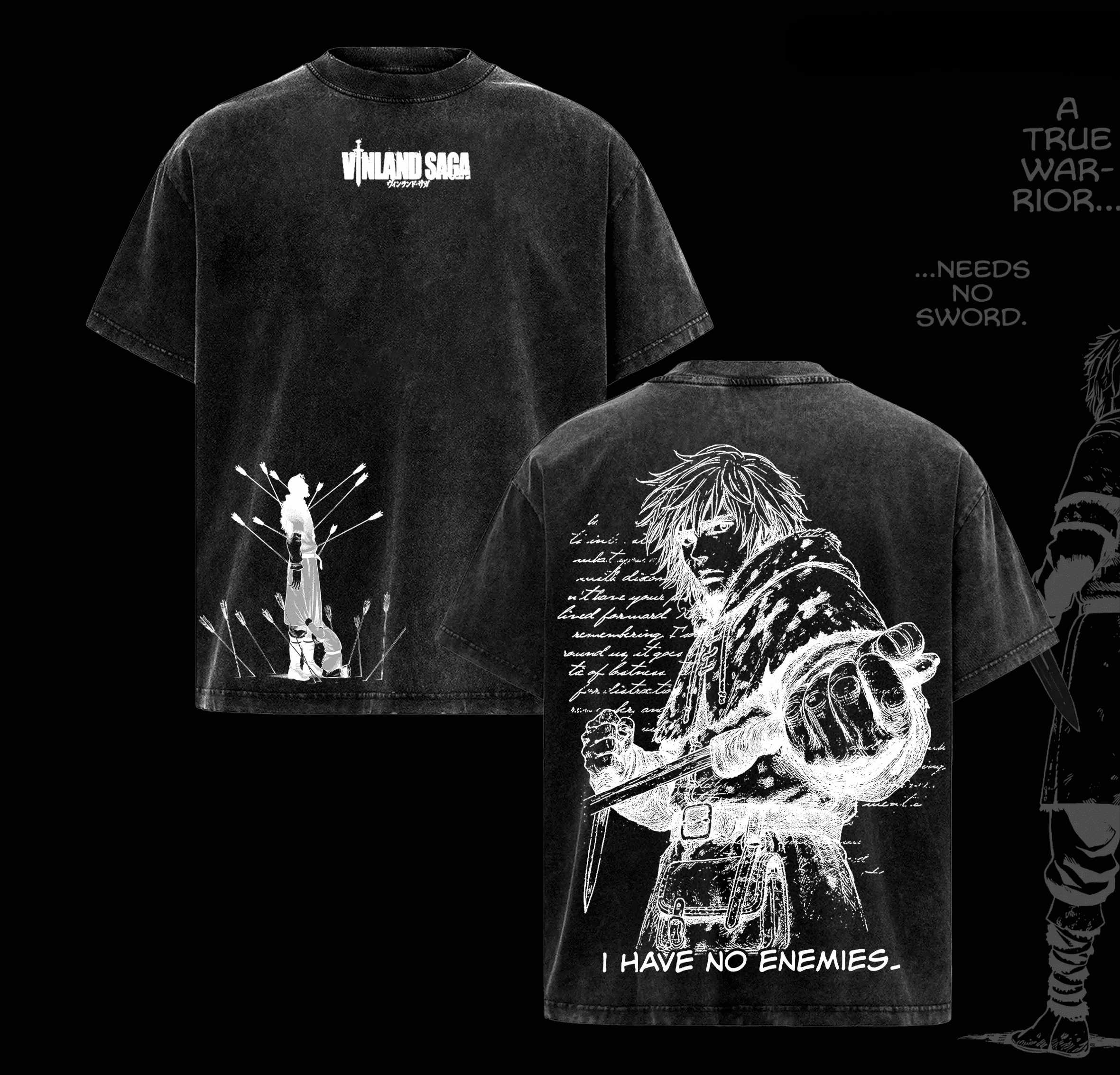 2026 Hot Sale Thorfinn VINLAND SAGA T-shirt Anime Printed Washed Oversized Tshirt Short Sleeve Cotton Casual Tees Tops Men Women Unisex Clothing L
