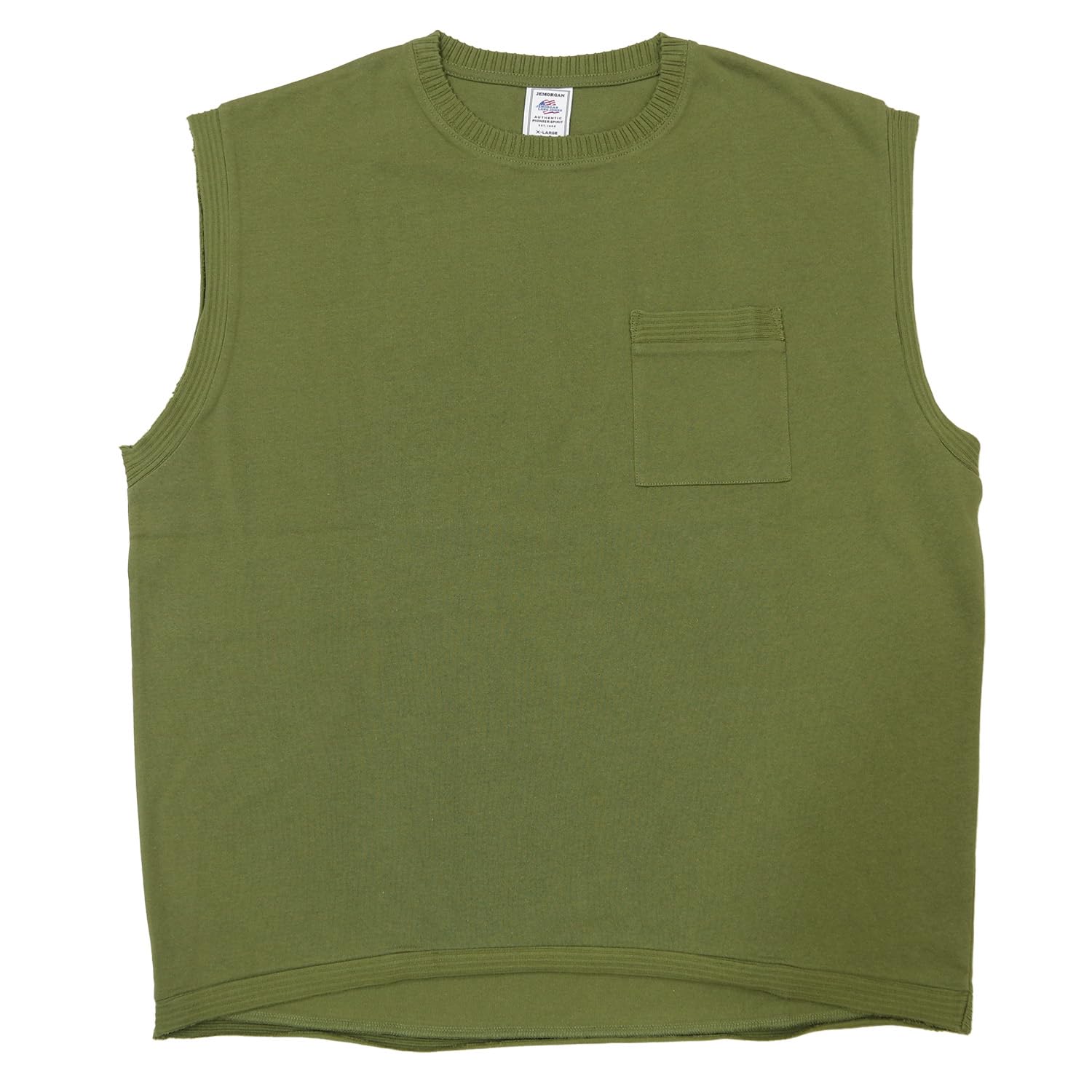

Morgan Military Heavyweight Jersey Rib Sleeveless Khaki J.E. Cut-Off Top,
