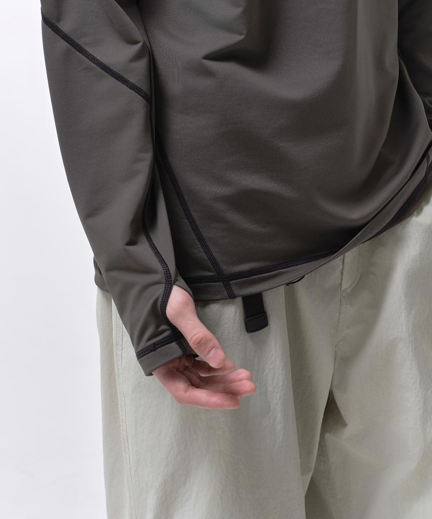 MUSINSA STANDARD [City Leisure] Structured Mock Neck Long Sleeve T-Shirt [Mud Grey]