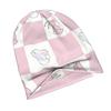 ZLIENSZUS Modern Checkered Bunny Beanie Hat - Cream & Pink Adult with Bunny Ears, Suitable for Streetwear, Casual Outfits, Casual Attire, Blends with 