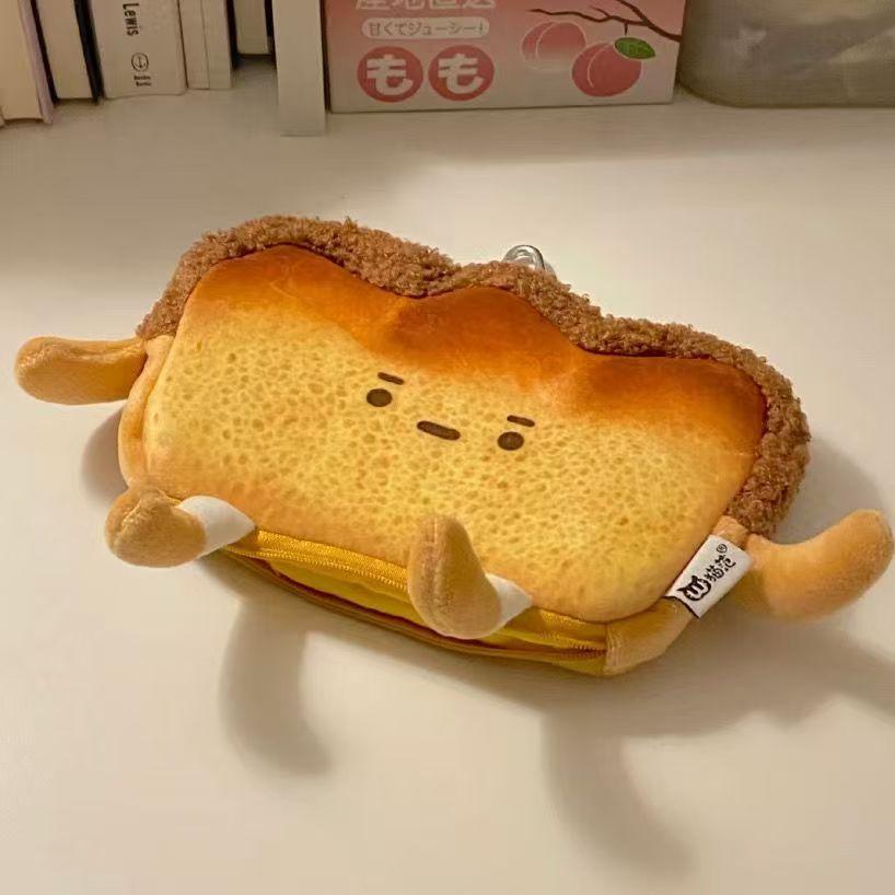 

Cartoon Cute Bread Sandwich Pencil Case Holder Plush Bag Funny Creative Plush Pencil Cases Student Stationery Tissue Boxes
