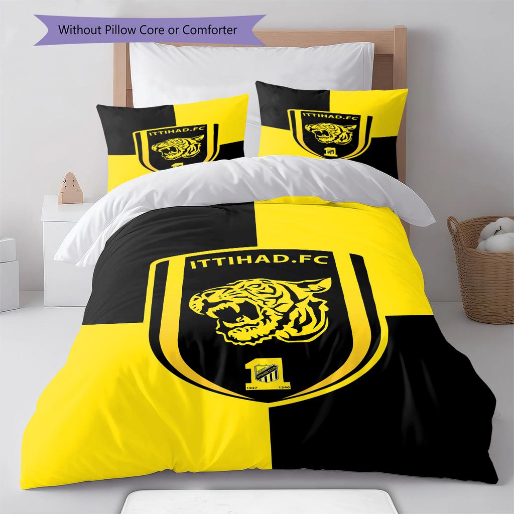 Al-Ittihad Club Pattern Bedding,Quilt Set Quilt Cover Pillowcase Home Birthday Gift (1 * duvet cover + 2 * pillowcase, without core)