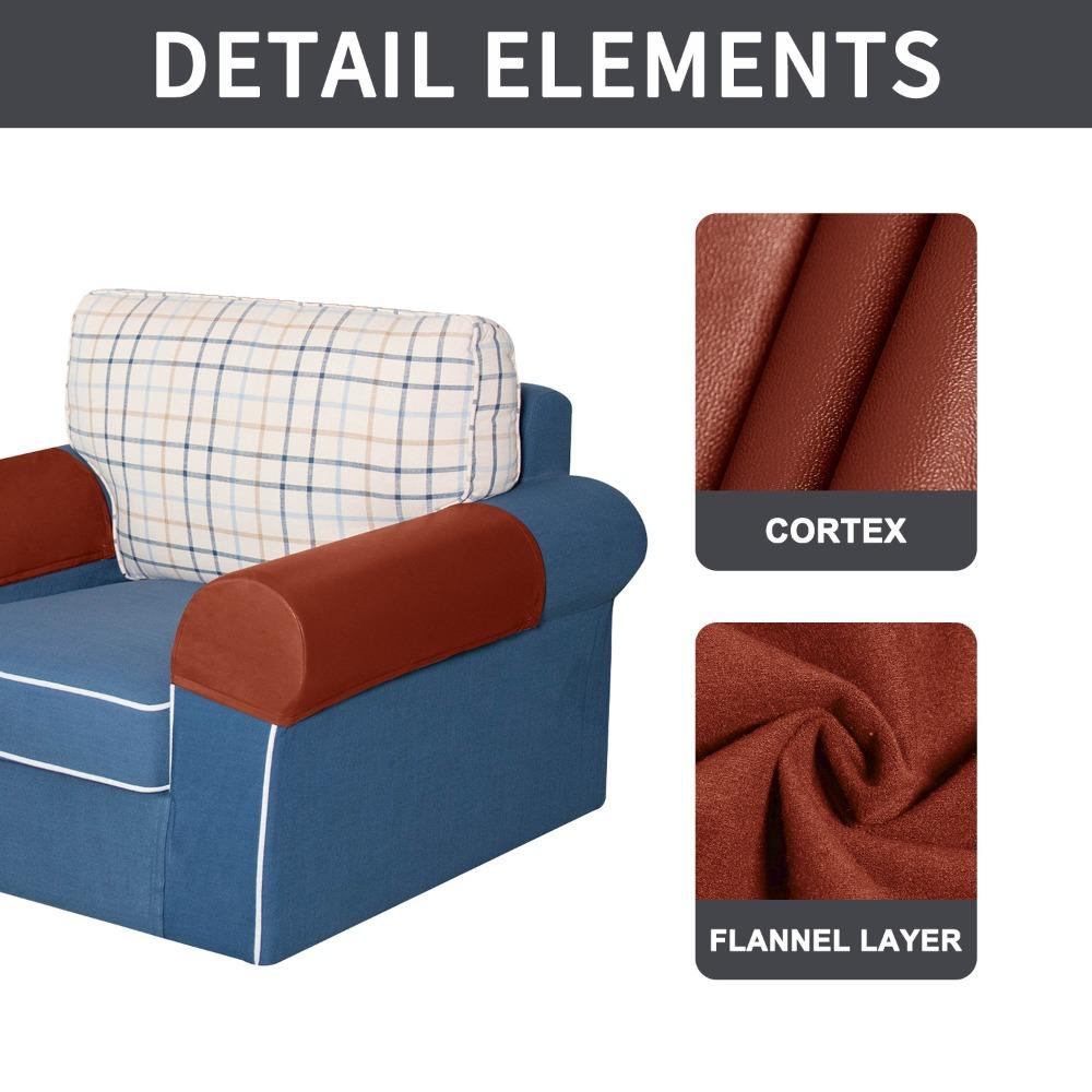 Elastic 2pc/set PU Leather Sofa Covers Waterproof Sofa Armrest Couch Covers For Couch Chair Arm Protectors Slipcover Stretchy