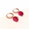 Purple Gold Colored Gold Egg Surface Redstone Shiny Surface Earrings Rose Gold Plated Fashion Noble Earrings