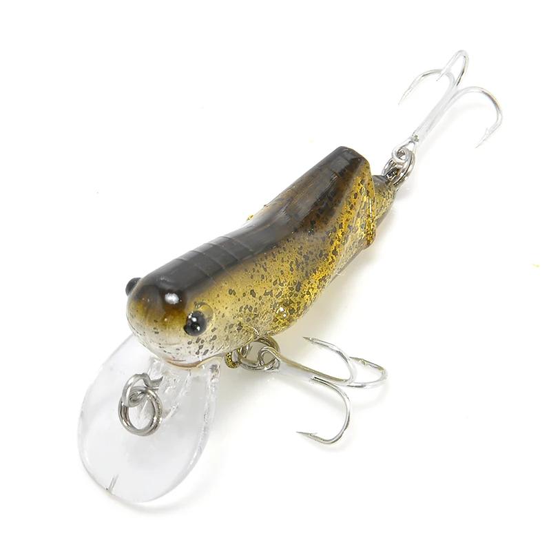1Pc 4.5cm Double Hook Grasshopper Insect Shape Fishing Lures Hard Fake Bait Realistic Insect Baits Wholesale