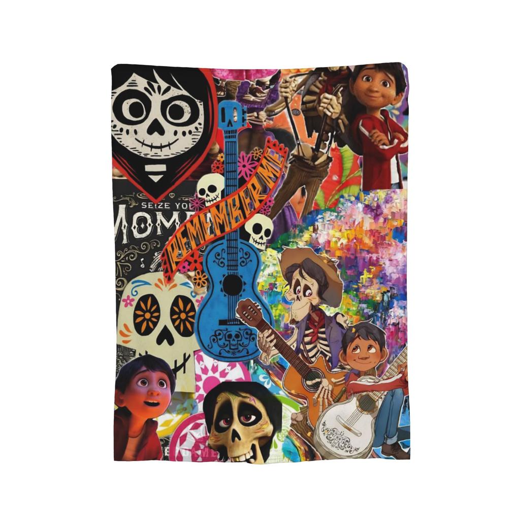 Cartoon Coco Day of The Dead Knitted Blankets  Plush Throw Blankets Bedding Couch Decoration Soft Warm Bedspreads,