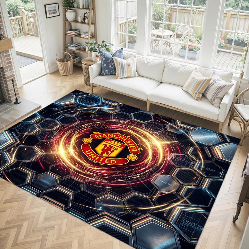 Manchester United Design Kristall Samt Teppich Gemütlich Nicht?Rutschfester Teppich mit Aufdruck für Schlafzimmer Wohnzimmer Eingang