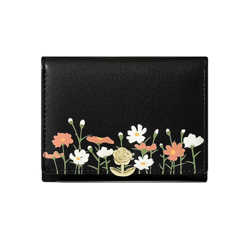 

[Haffukiry] mini wallet ladies small size easy to use large capacity Contains 8 cards wallet compact wallet Popularity wallet small thin pu leather