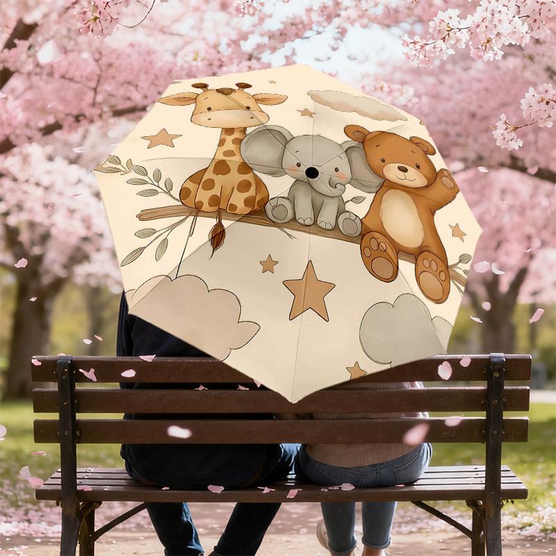 1PC Baby Animal Umbrella-8-Rib Reinforced, Automatic Open, Lightweight & Durable, Fashion Accessory for Outdoor, H0379