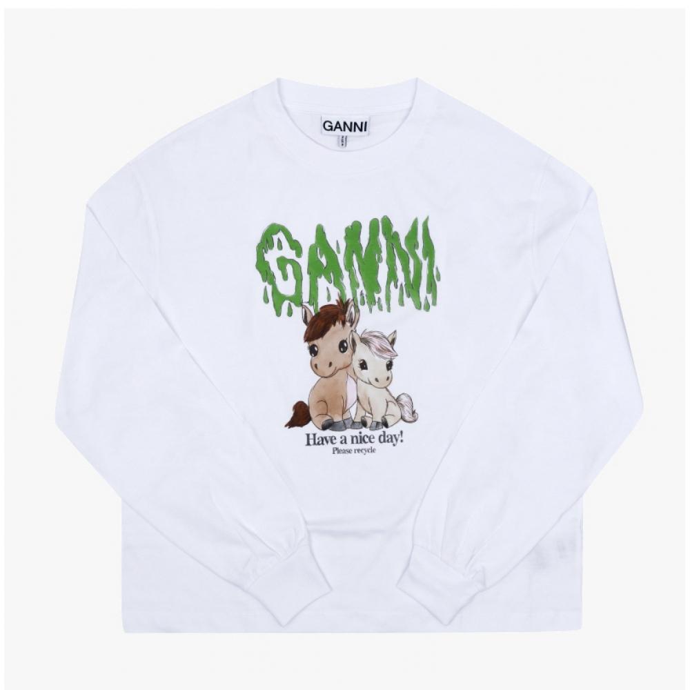 Ganni Women Long Sleeve T shirT Pony Logo A1050077 151