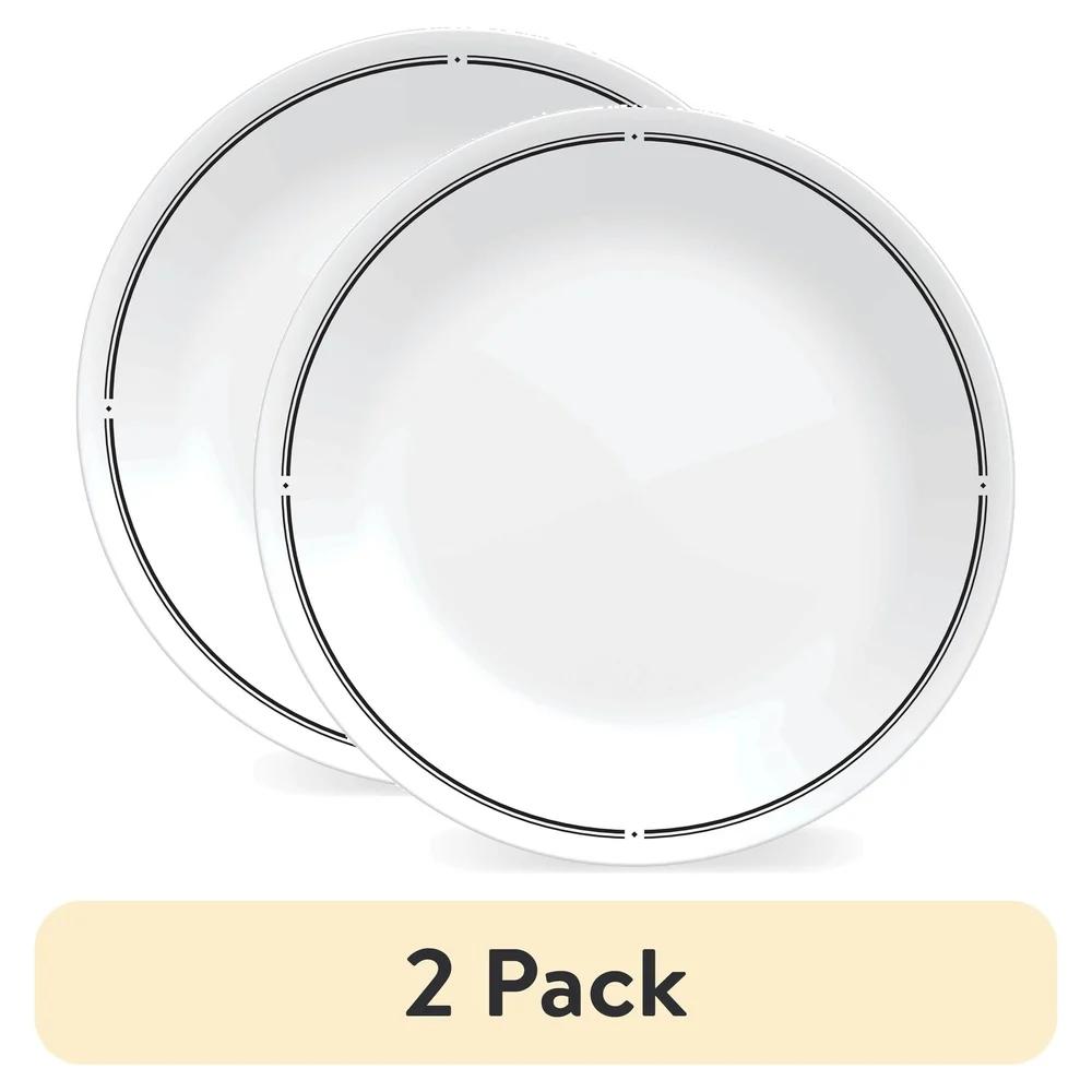 2 Pack 8.5 Inch Salad Plates Vitrelle Glass Durable Stackable Bistro Plates Microwave Dishwasher Safe Outdoor Dining