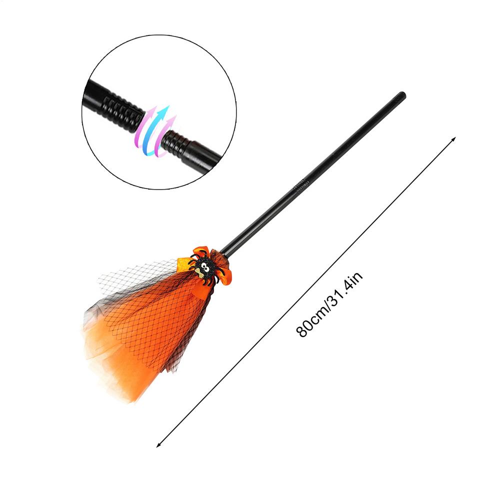 Halloween Witch Broom Costume Toy Cosplay Props Pretend Play Accessories for Haunted House Trick-or-Treat Children Boys Girls