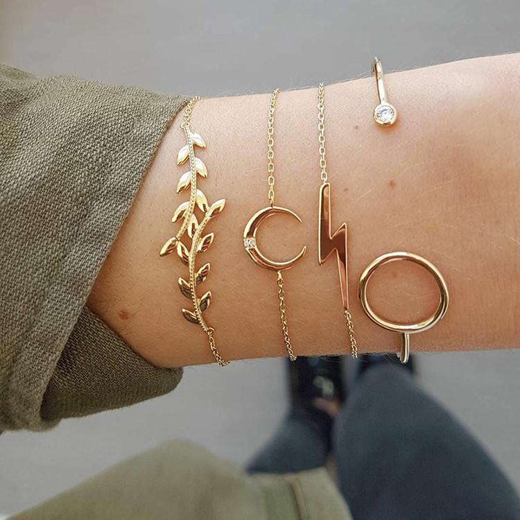 

Bls-miracle Bohemian Geometric Bracelets & Bangles For Women Gold Color Crystal Charm Multi-layer Bracelet Femme Party Gifts
