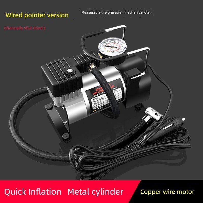 

German Imported Car Air Pump, Portable Car Tire Inflator, 12V High-Pressure Pump for Small Cars 12V [Pointer Version] Metal Cylinder