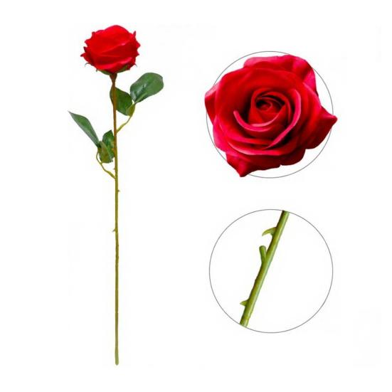 Artificial Rose Flower with Green Leaves Realistic Fake Silk Flower Branch Home Office Wedding Party Faux Bloom Decoration Table Centerpiece