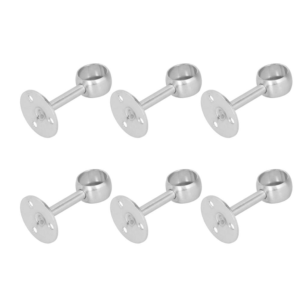 6Pcs Flanged Socket Stainless Steel Curtain Rod Brackets Wardrobe Pole Holder Hardware Fitting(22 AllPass )