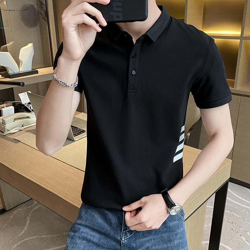 

Short Sleeve Korean Thin Solid Color Men S Casual Summer Polo Shirt L