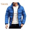 Men Coat Stand Collar Long Sleeve Full Zipper Closure Quilted Jacket Solid Color Thickened Loose Fit Puffer Coat with Side Pockets