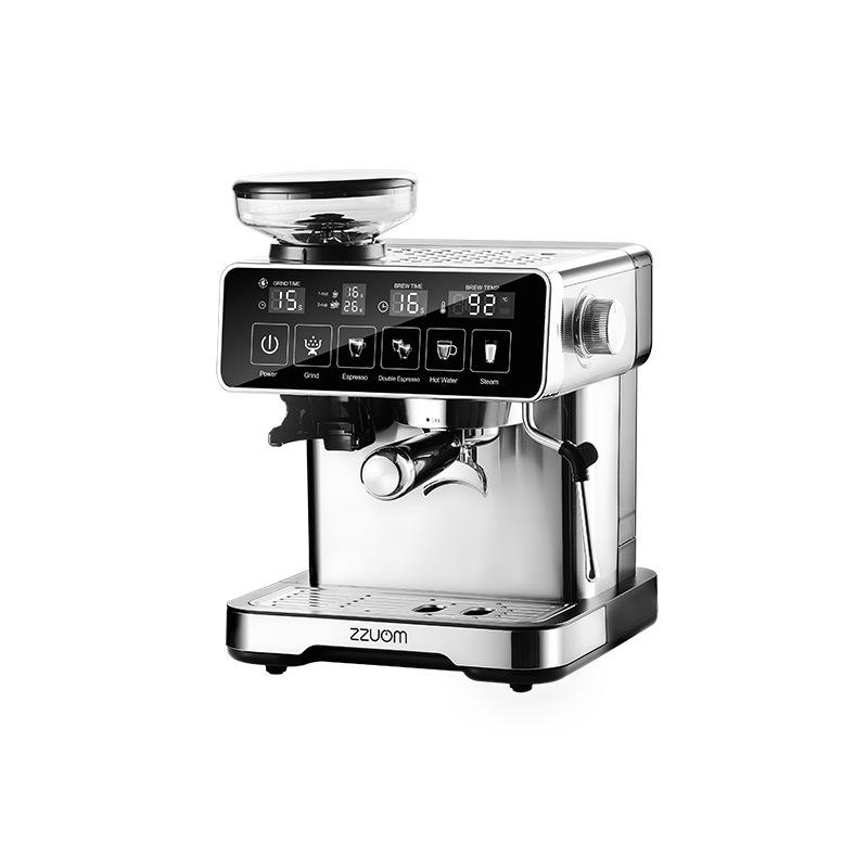 Smart Espresso Maker with Integrated Grinder and Steam Frother