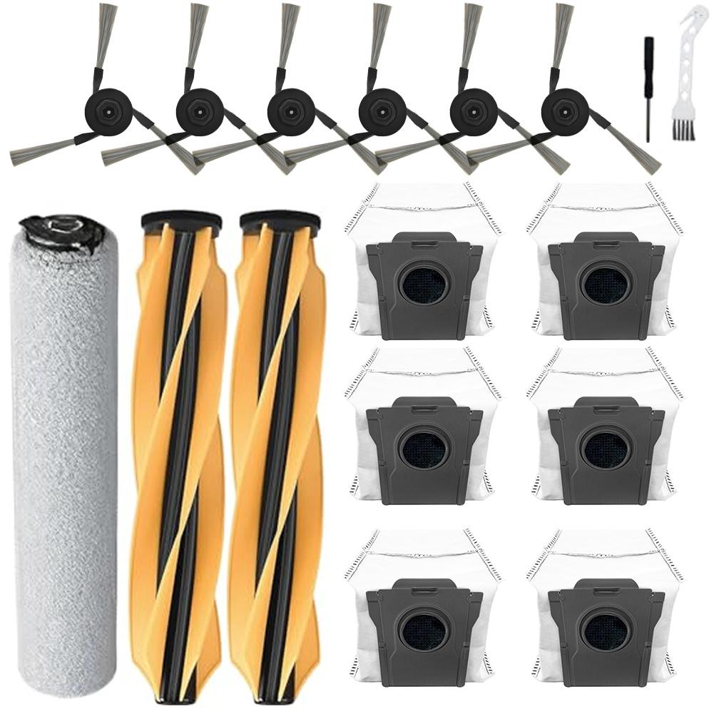For Mova Z60 Ultra Robotic Vacuum Cleaner Replacement Roller Brush, Side Brush, Rubber Main Brush Dust Bag Cleaning Tool Set