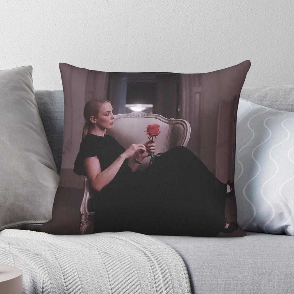 Killing Eve Jodie Comer Square Pillowcase Polyester Linen Velvet Printed Zip Decor Pillow Case Sofa Seater Cushion Case