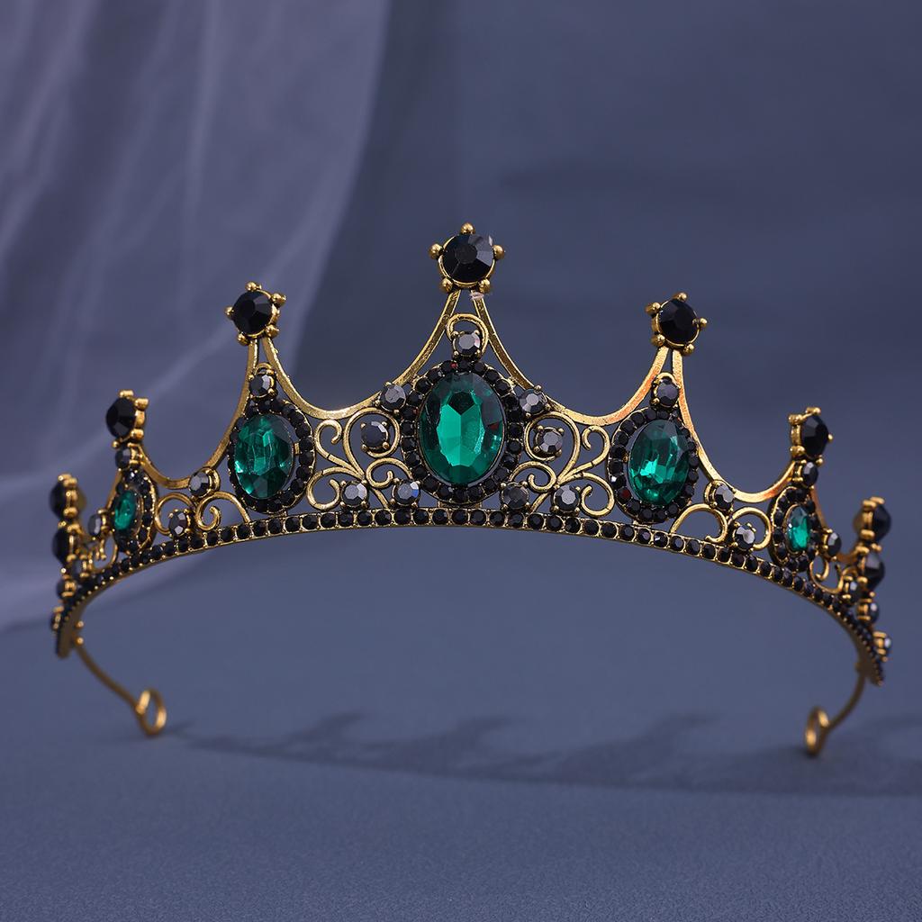 Retro Baroque Crown Tiara Alloy Rhinestone Princess Stage Performance Small Crown Accessories Bridal Jewelry