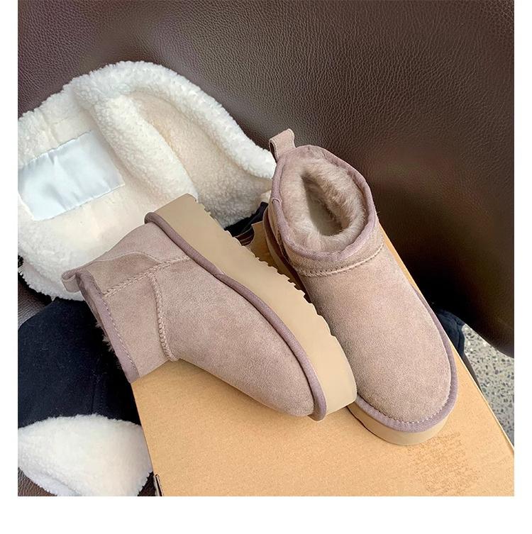 Grape Mother Winter New Thick Velvet Snow Boots Korean Version Short Tube Thick-soled Heightening Boots Women Wear Warm Cotton Boots