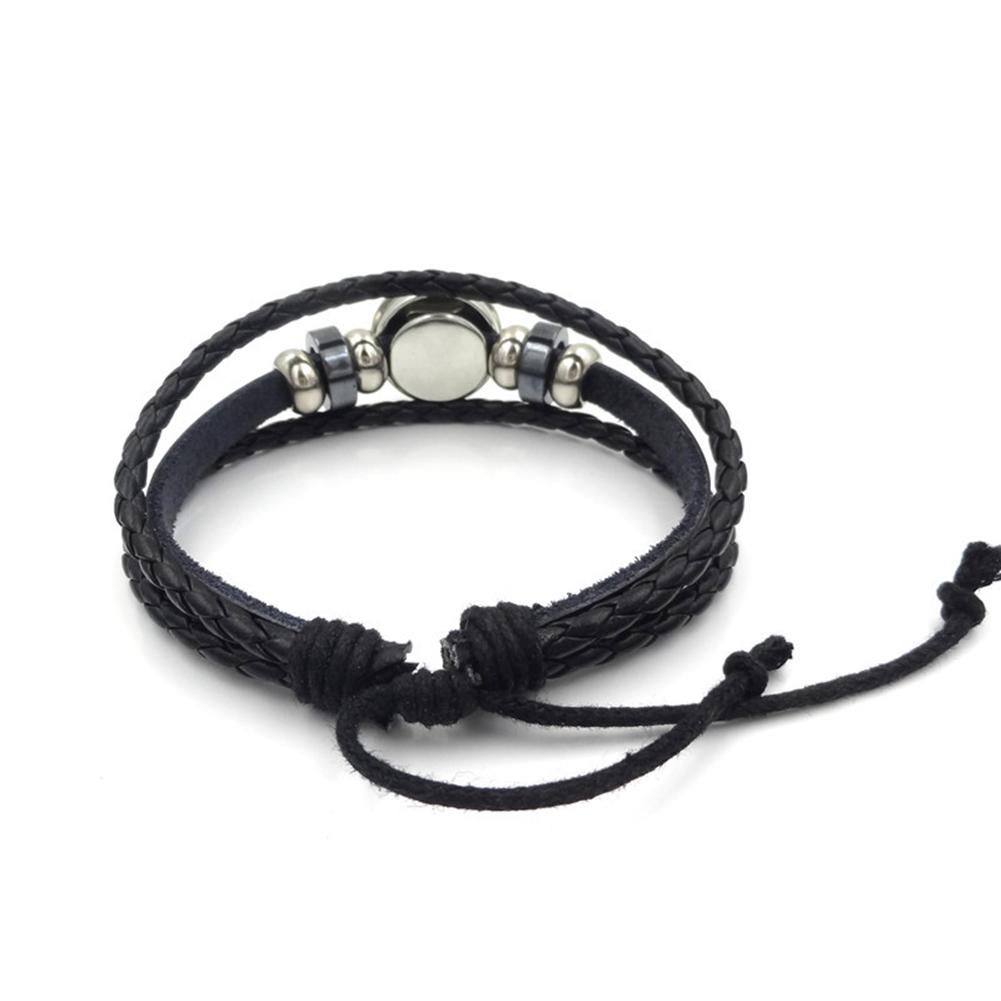 Punk 12 Constellation Bracelet Multilayer Leather Woven Handmade Night Light Star Bangle