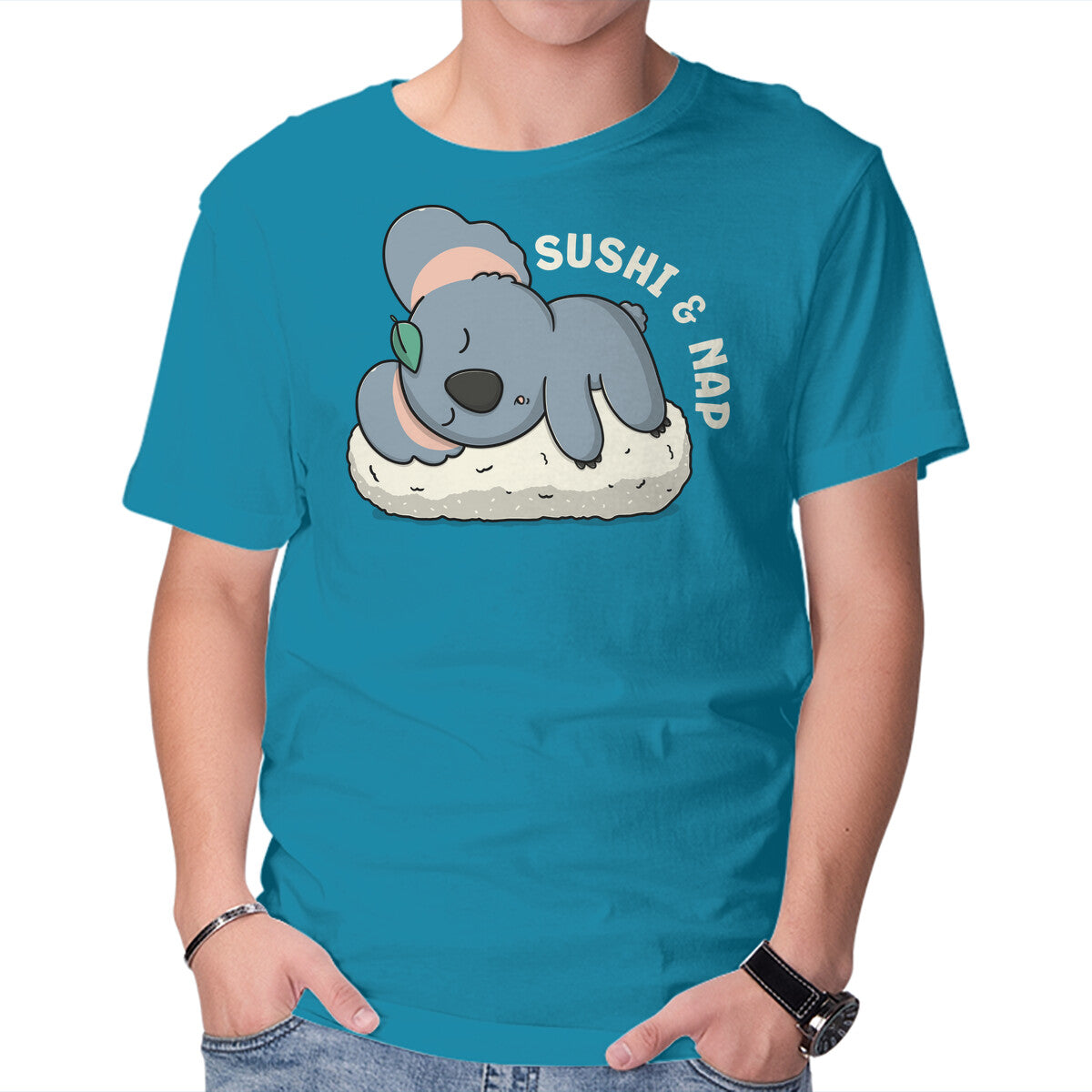 Unisex Crew Neck T-Shirt Sushi And Nap Graphic Short Sleeve Casual Tee XL