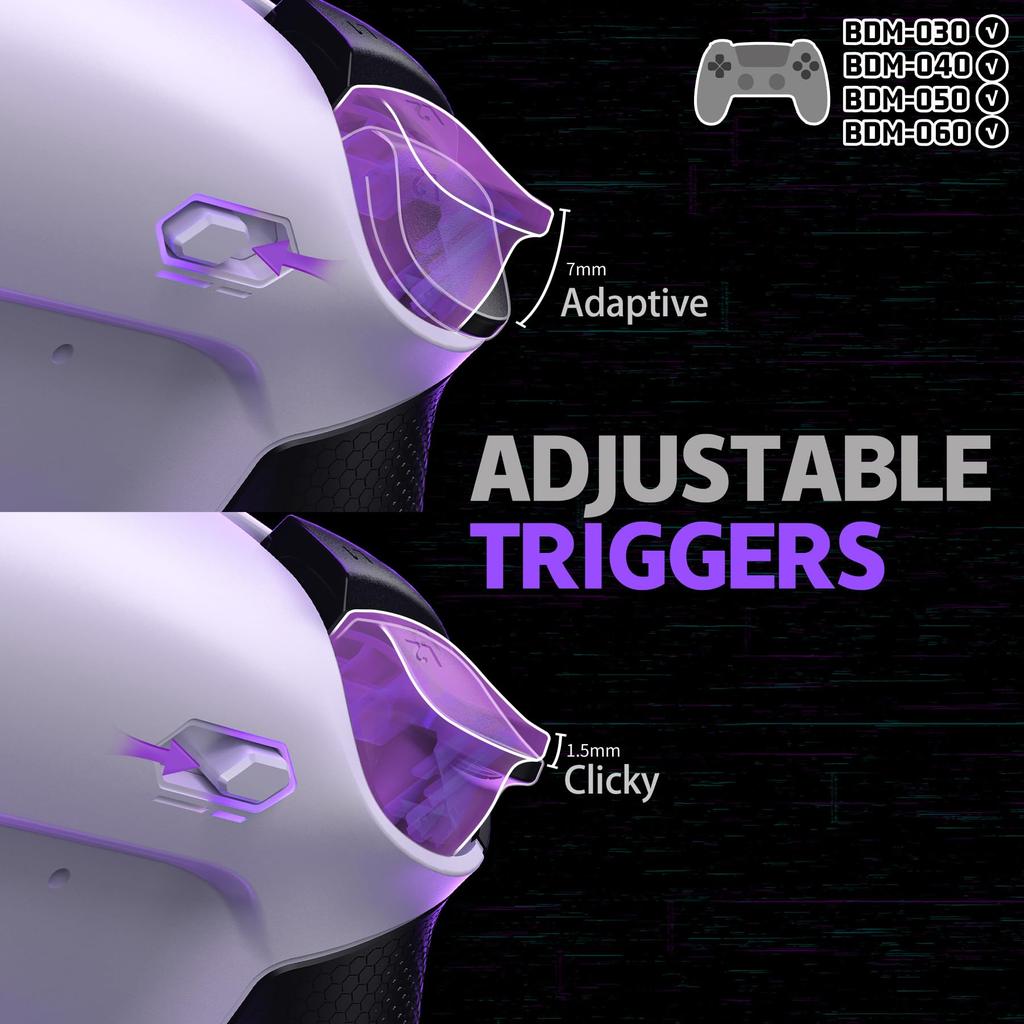 eXtremeRate RISE4 Plus MAX Back Paddle Kit for PS5 Controllers Includes Bottom Clicky Trigger Stops Rubber Remappable Back Button Kit for PS5