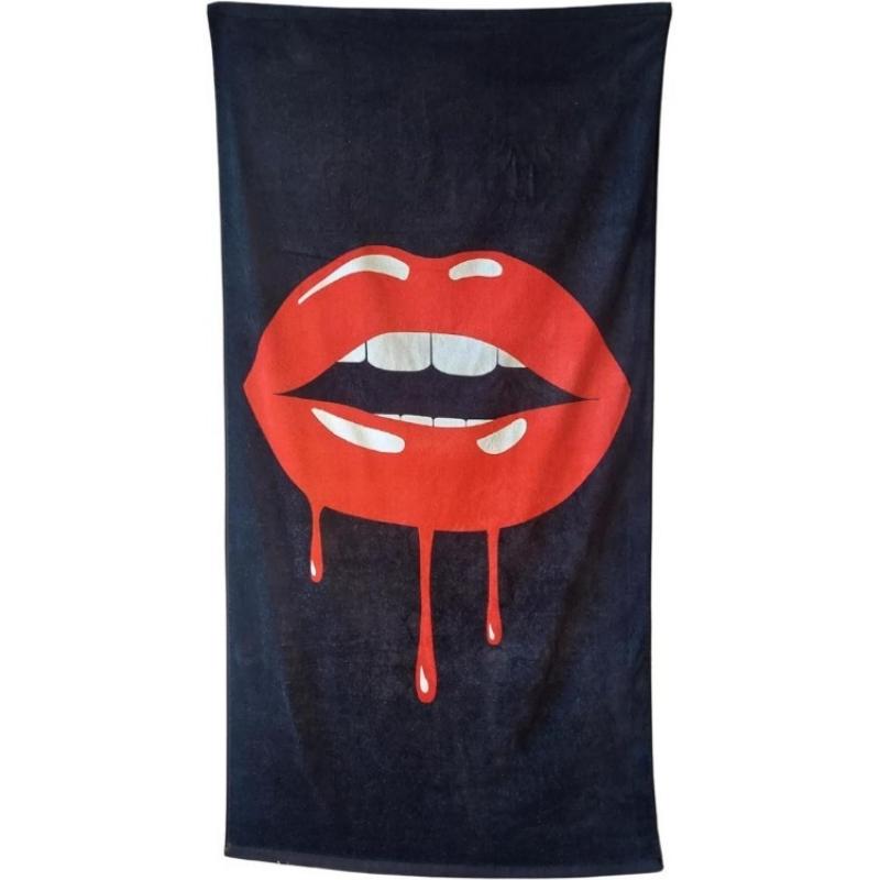

1pc Bold Red Lip Drip Beach Towel - Quick-Dry Bath, Pool & Travel Towel - Soft Absorbent Microfiber Towel for Women & Men W40*H60(CM)