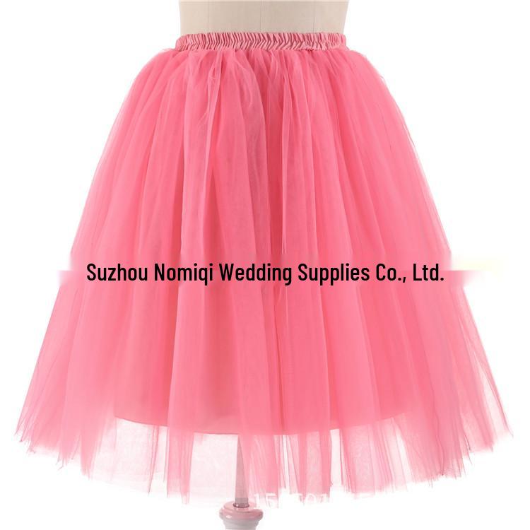 Elegant Five-Layer Tulle Half-Length Puffy Skirt - 65cm Long