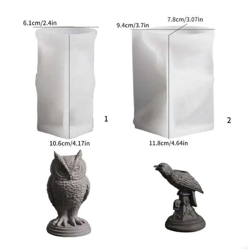 3D Owl Candlestick Silicone Mold Retro Crow Candlestick Resin Casting Mold DIY Resin and Gypsum Casting Mold Happy Halloween