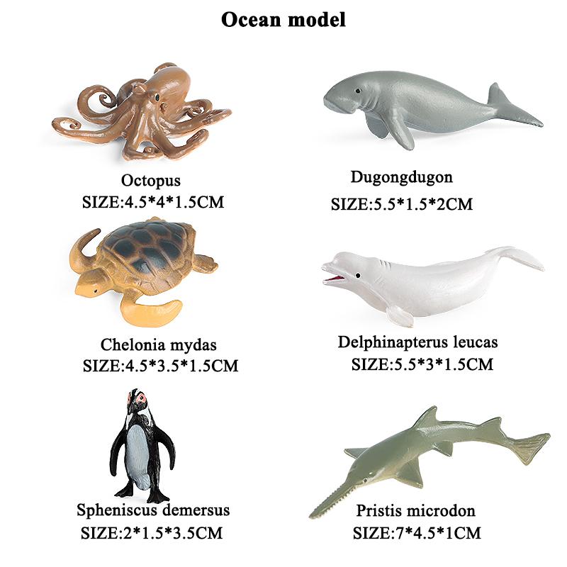 Oenux Mini Ocean Marine Shark Model Classic Sea Life Animal Whale Turtle Action Figures PVC Lovely Educational Toy For Kids Gift