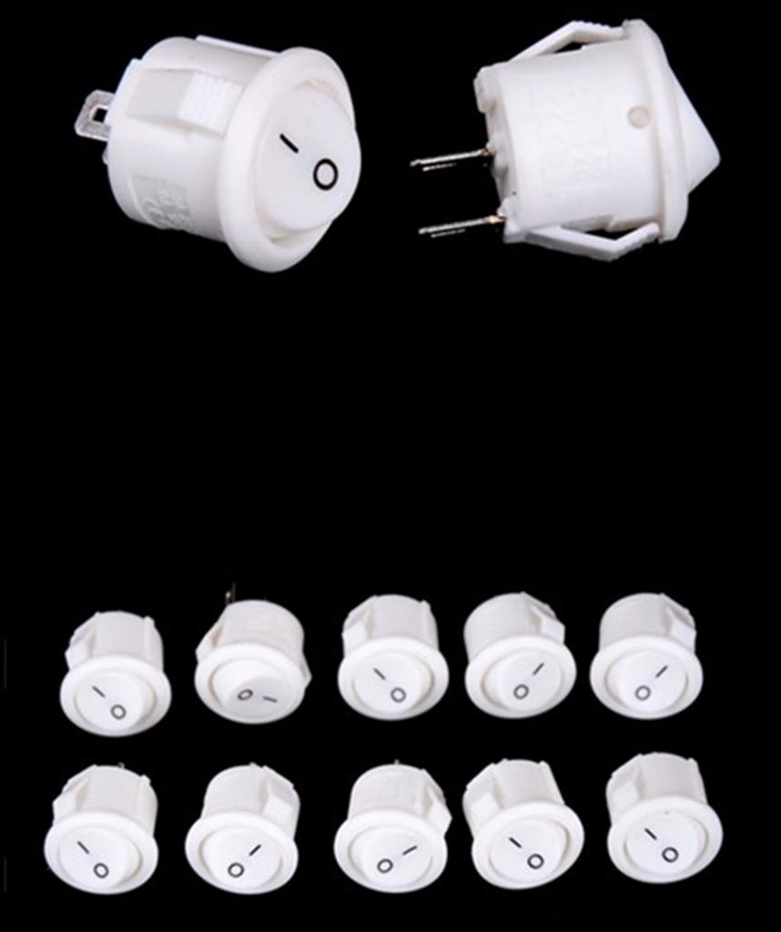 10pcs 16mm Diameter Small Round Boat Rocker Switches Black Mini Round Black White Red 2 Pin ON-OFF Rocker Switch