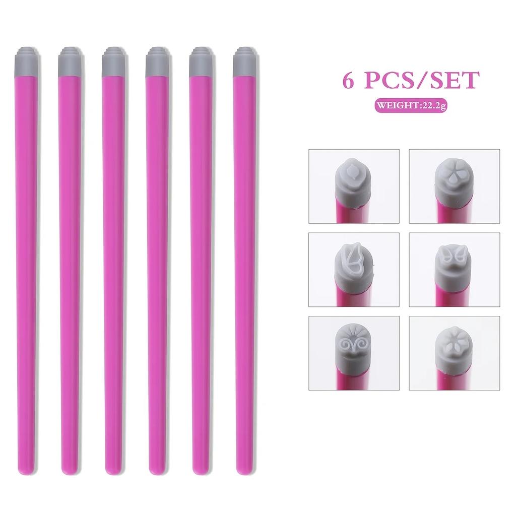 4/6/10/12pcs Nail Art Stamp Pen Set,Flower Butterfly Pattern Nail Transfer Print Tool, Non-Alcoholic Nail Stamping Kit For Women