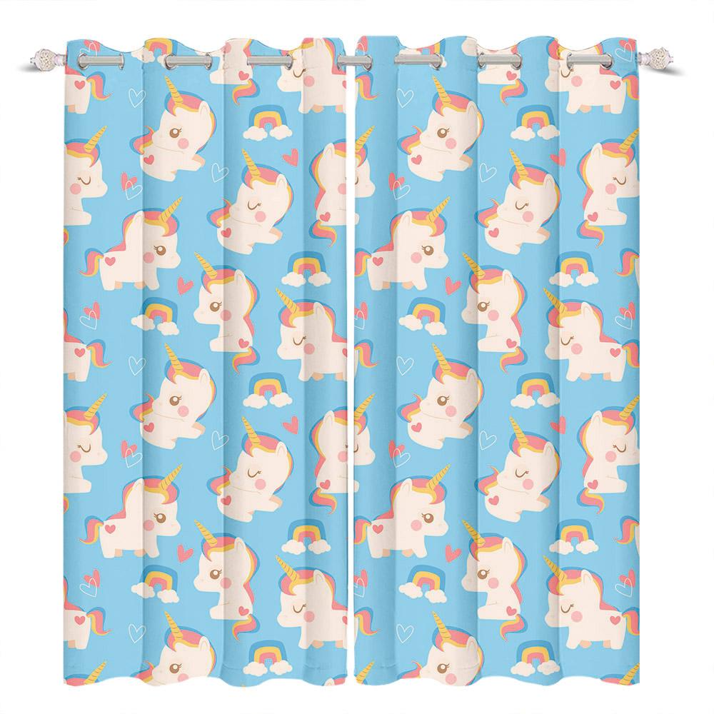 Kids Room Decoration Curtain Cartoon Pattern Whale Unicorn Space Planet Elephant Boy Girl Children'S Bedroom Blackout Curtains