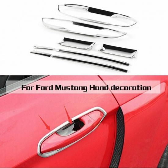Exterior Door Handle Switch Cover Trim For Ford Mustang 2015+ Accessories Chrome