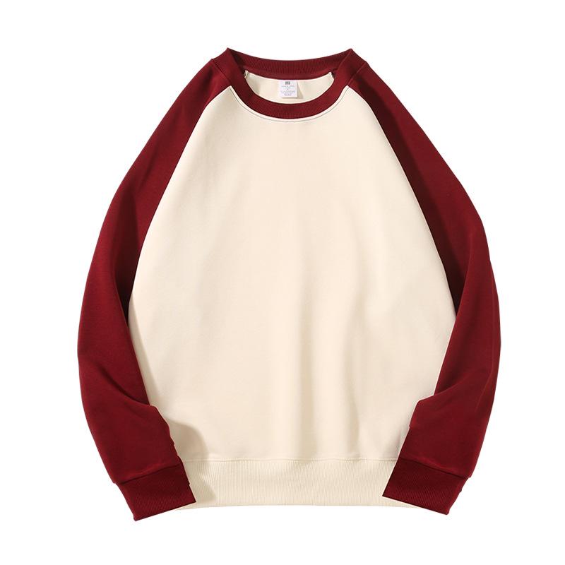Unisex Cotton Raglan Sleeve Color Block Sweatshirt - Autumn/Winter Collection, Loose Fit, Fashionable and Versatile.