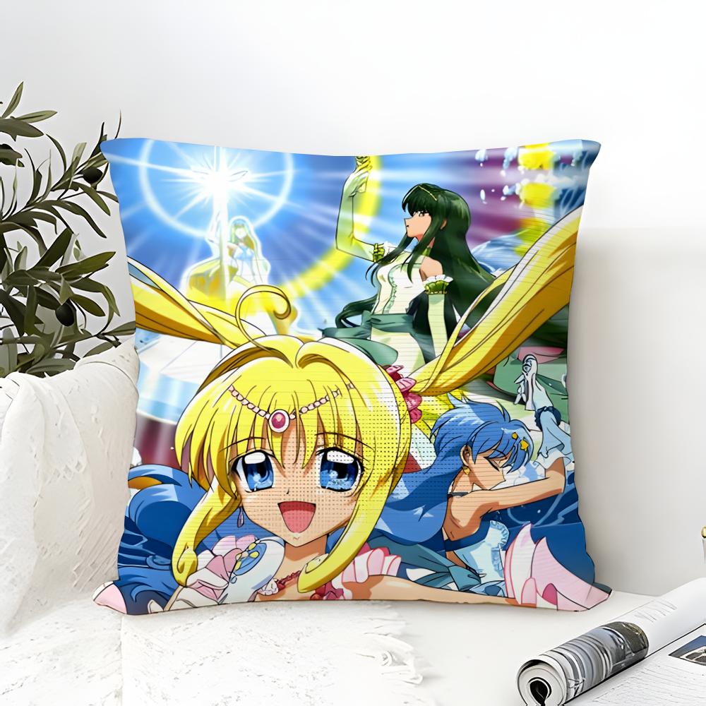 Pillow Case Cotton Linen Fabric Square Zipper Pillowcase Home Decorative Living Room Comic Anime M-Mermaid Melody Pichi Pichi 4