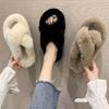 Thick soled woolen slippers for autumn and winter Korean version, cross dressing slippers for outerwear, home woolen cotton slippers