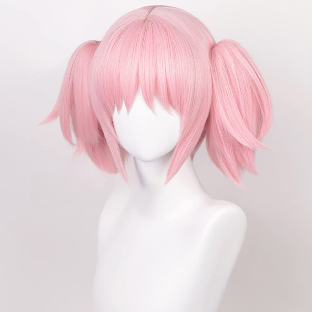 LAOBAO Cosplay Wig - Madoka Kaname Twin Tails Pink Wig - Heat Resistant - Costume Wig for Disguise, Party, Festival, Halloween, Fancy Dress (Madoka Ka