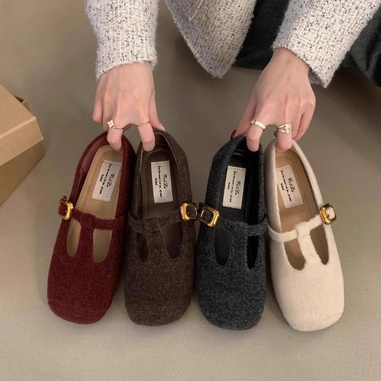 Suding French Single Shoes Women's Gentle Evening Breeze with Skirt 2025 Doudou Shoes Grandma Retro Temperament Mary Jane Shoes Tide