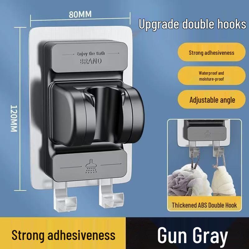 Punch-Free Adjustable Shower Head Holder with Suction Cup Base