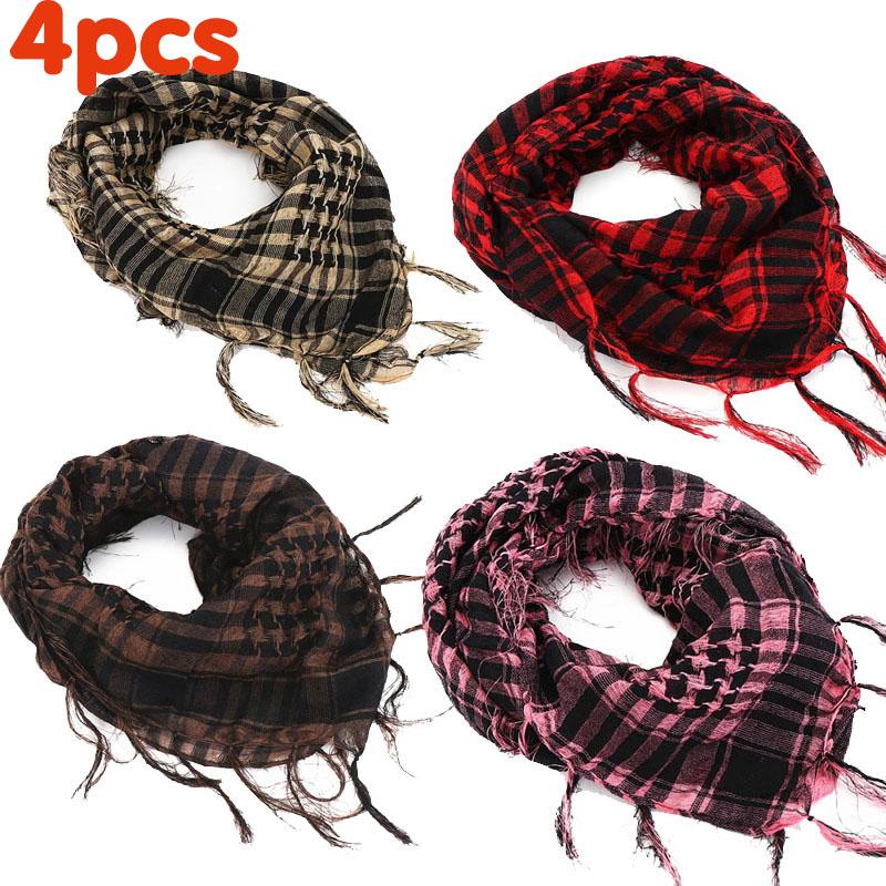 134Pcs Unisex Lightweight Plaid Fringed Arabian Desert Scarf Soft Tactical Scarf Men Ladies Turban Shawl Airsoft Pain