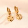 Korean Style Titanium Steel Clover Necklace and Earring Set for Women