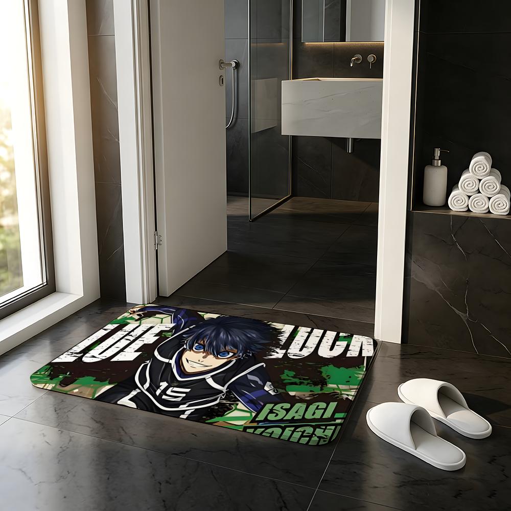 ANIME B-Blue Lock Floor Mat Absorbent Floor Mat Non-Slip Entrance Rug for Bathrooms Restrooms and Toilets