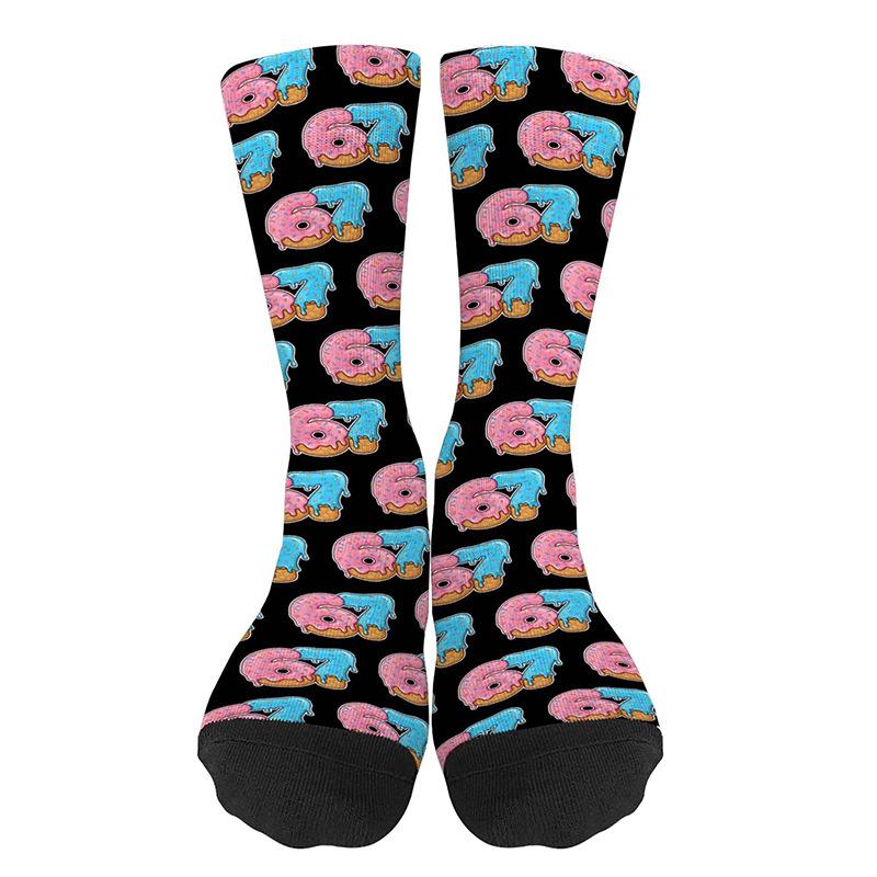 Custom  Fashion  Socks 67 Letter Socks 3D Printed Mid-calf Long Socks, 360-degree Seamless Socks for Men and Women