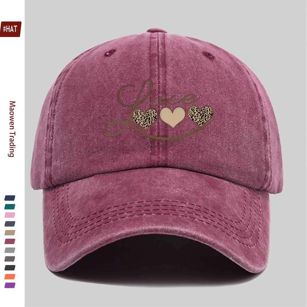 Pc Pcs Leopard Print LOVE Lettering Trucker Cap Adjustable Buckle Strap Lightweight Baseball Hat Suitable for Men Women