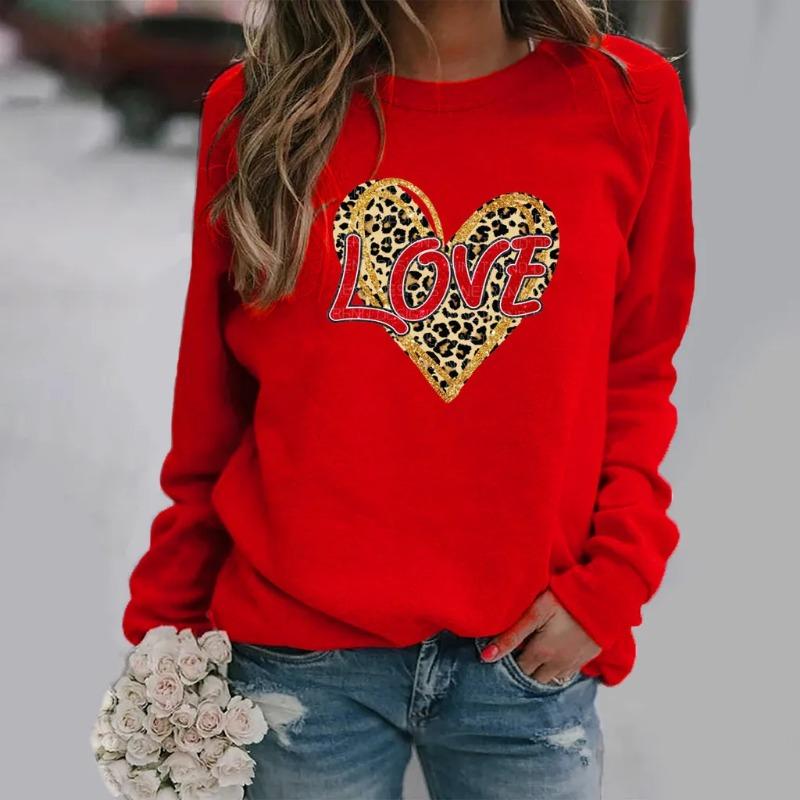 Women's Love Print Long Sleeve Crew-Neck
